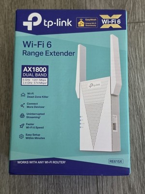 TP-Link RE615X AX1800 WiFi 6 Range Extender w/Ethernet Port | 1.8G Dual-Band Wir