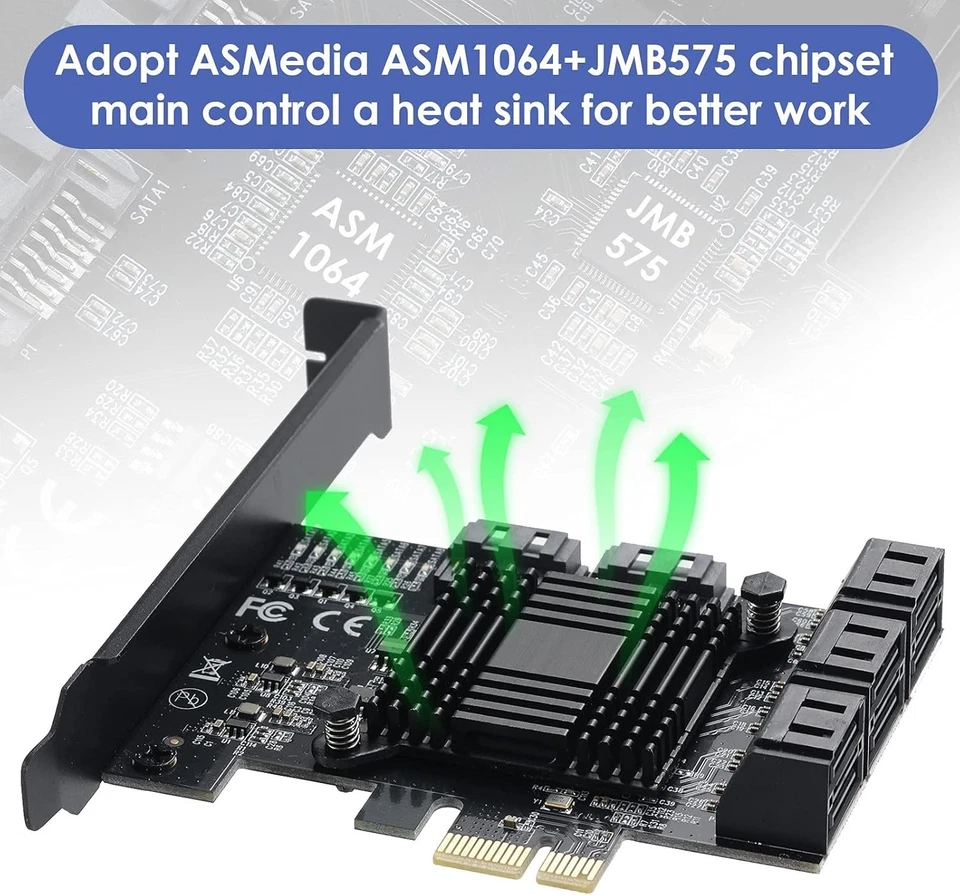 Full Package: PCIE SATA Card with 8 Ports, Cables & Low Profile Bracket Included - Image 4 of 4