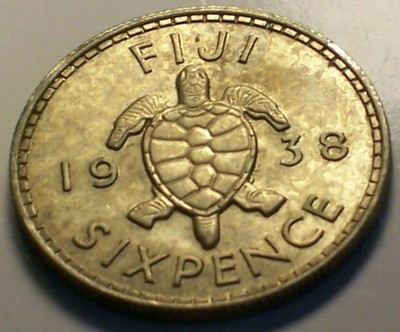 Fiji, 1938 Sixpence, 6 Pence.