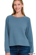 Zenana Fleece Raglan Round-Neck Sweatshirt