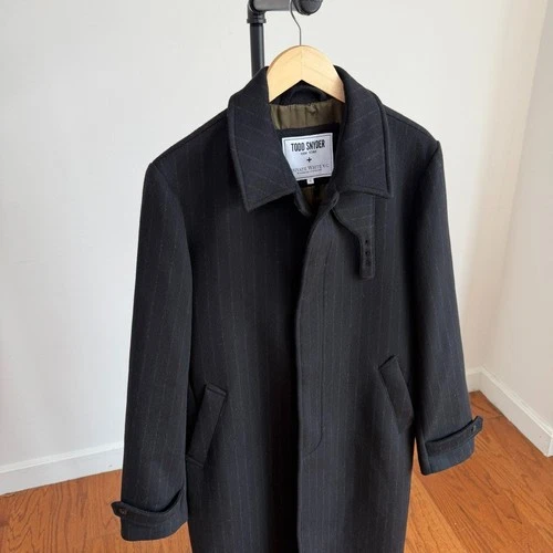 Todd Snyder / Private White VC (4 /M) Wool Gray Chalk Stripe Topcoat - product listing photo
