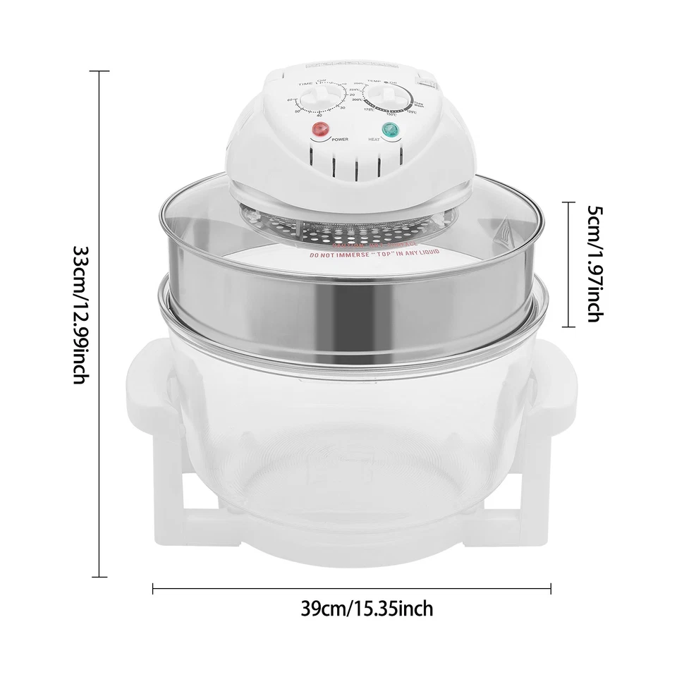 17L/17.96Qt Glass Air Fryer 360° Viewable Airy Fryer with Expansion Ring - Image 4 of 4