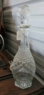 Vintage Anchor Hocking 32oz Glass Wexford Pattern Decanter Bottle & Stopper