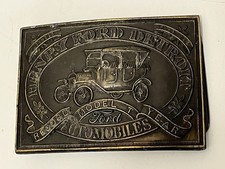 Vtg Henry Ford Detroit Automobile Record Model T Heavy Solid Brass Belt Buckle