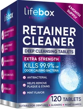 Retainer Cleaner Tablets - 120 Cleaning Tablets for Aligners, Retainers, Denture