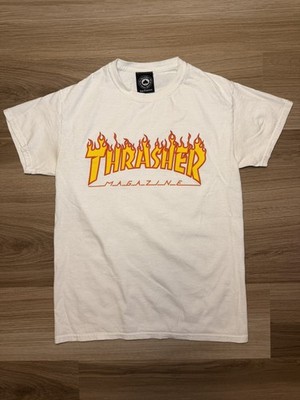 Thrasher Magazine Graphic T Shirt Men's Size S White Short Sleeve Skateboarding