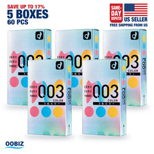 Okamoto 003 3-Colors Assortment 0.03mm Natural Latex Condoms 12pcs x 5 Boxes