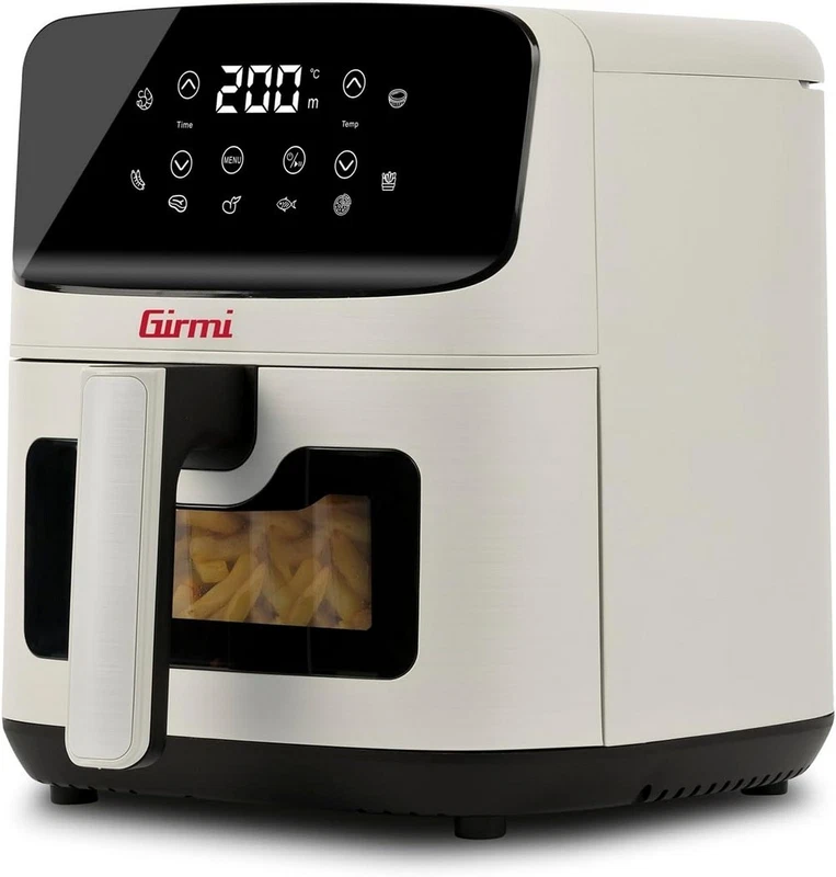 Friggitrice Aria GIRMI 4,2 Litri 1 Kg Bianco NO Olio 8 Programmi Touch Digitale