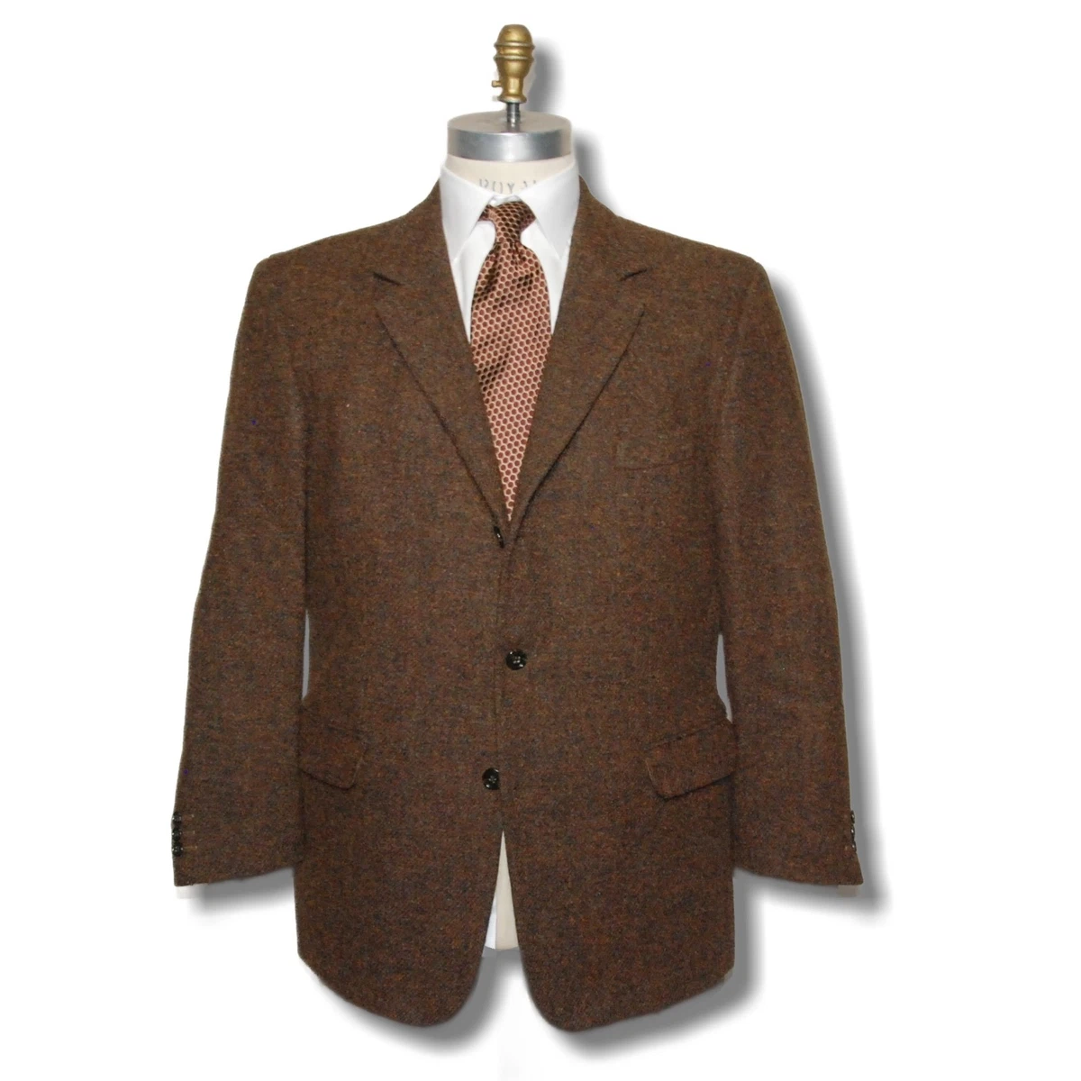 Blazer Vintage J. Press – Tweed Harris Marron Clair – Taille 44 – Fabriqué USA – Occasion Parfait état