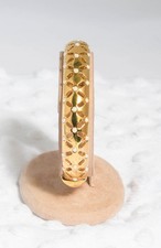 Vintage gold tone open filigree bracelet with imitation pearls