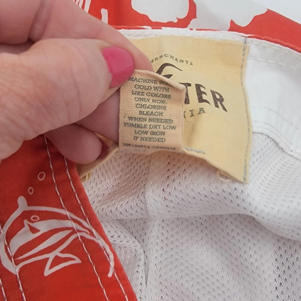 Pantalones Cortos de Natación Hollister Para Hombres XSmall Con Cordones Logo Deletrear Tropical Foto 4 de 4