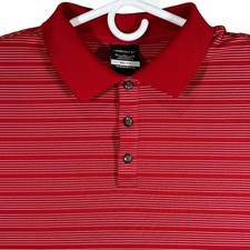 Nike Golf Dri-FIT Polo Shirt Mens XL Red White Striped Short Sleeve 274038-648