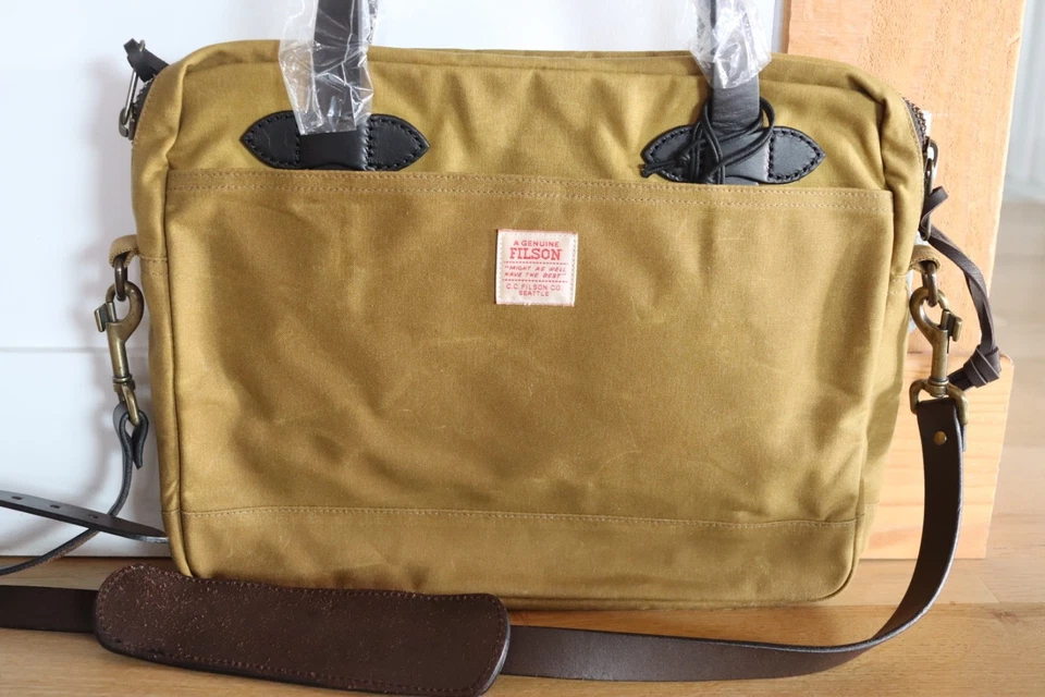 Filson олова ткани компактный портфель темно-коричневый новый водонепроницаемый сумка для ноутбука сделано в США - Изображение 3 из 4