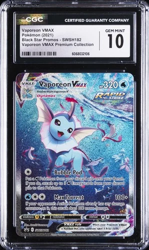 2021 POKEMON BLACK STAR PROMOS #SWSH182 VAPOREON VMAX CGC 10 GEM MINT