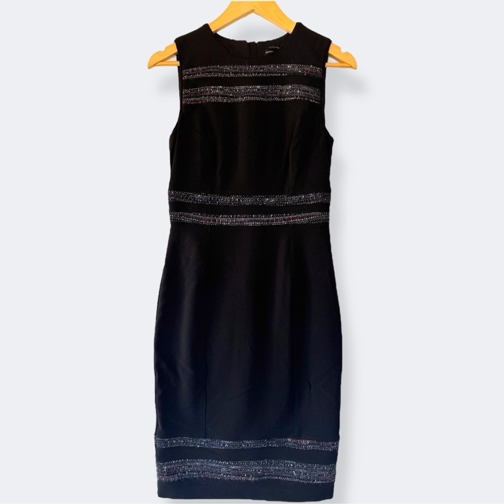 White House Black Market sleeveless tweed combo sheath dress View 2