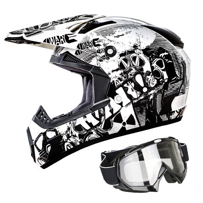 ATO MOTO GS Nevada Motocross Helm und MX1 Brille mit Sonnenblende ECE Enduro Quad Cross