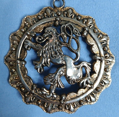 Große handgegossene Sterlingsilber plattierte keltische schottische zügellose Löwe Anhänger Kette - Bild 3 von 8