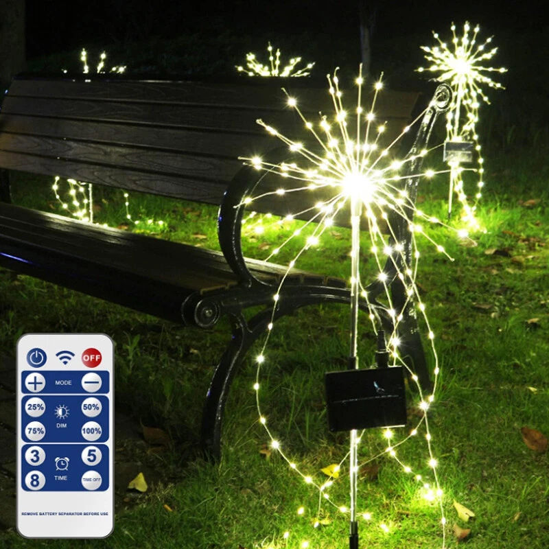 Luces Solares De Fuegos Artificiales 200 LED Patio Luz Solar Para Jardin Navidad - Image 2 of 4