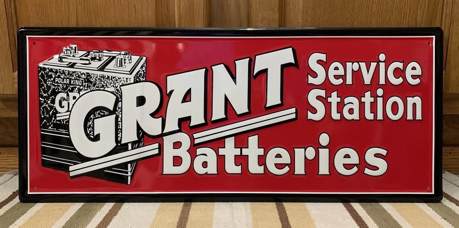 Grant Batteries Metal Sign Service Station Gas Oil Vintage Style Wall Decor-image