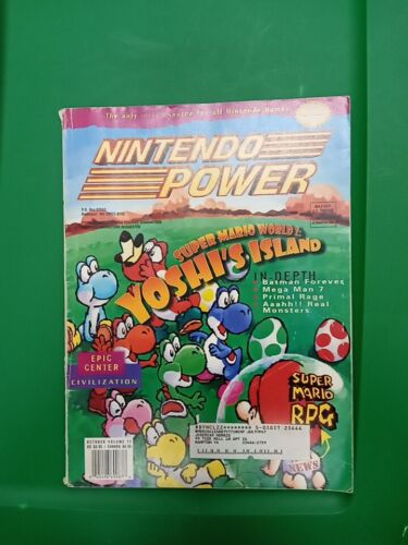 Nintendo Power octobre 1995 volume 77 île de Yoshi avec affiche cartes à jouer - Photo 1/5