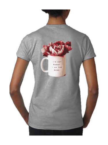 Nouveau T-shirt imprimé gris pour femme designer « I'm Not Bossy » 100 % coton toutes tailles - Photo 1/3