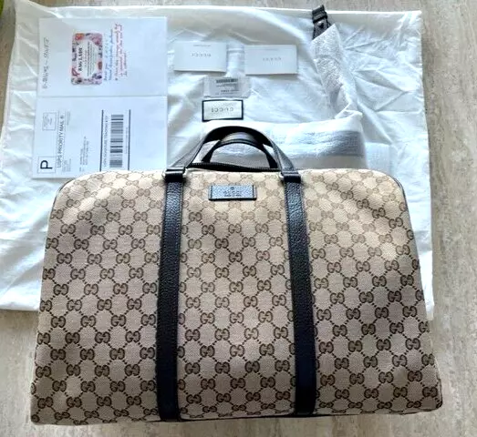Gucci Black GG Supreme Canvas And Leather Large Carry On Duffel
