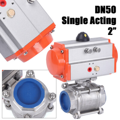 2'' Pneumatic Air Actuated Stainless Ball Valve  Single Acting Spring Return NEW