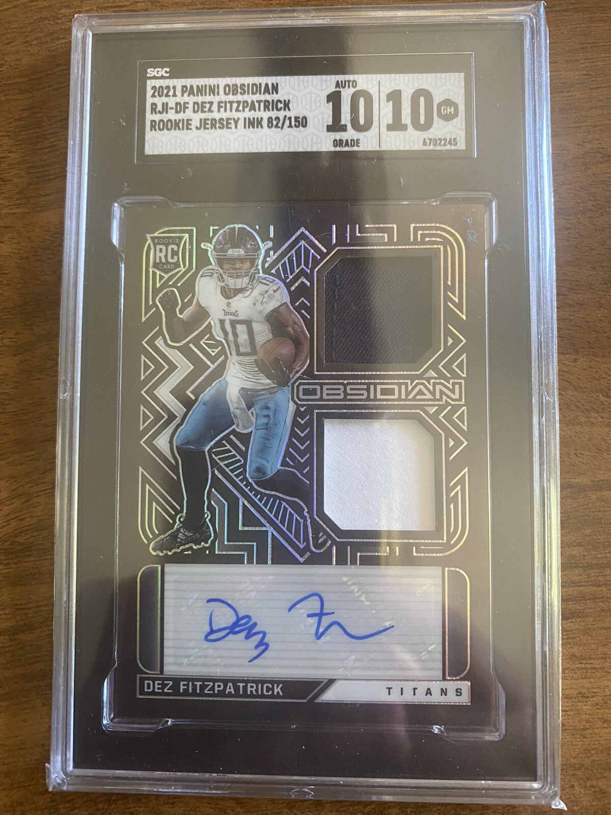 Dez Fitzpatrick Panini Obsidian Rookie Jersey Ink #RJIDF Red Electric Etch