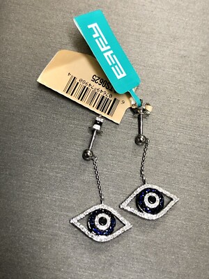 NEW EFFY Evil Eye Diamond Sapphire Drop Dangle Earrings RETAIL $3,124
