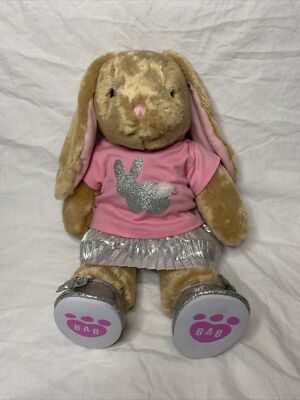 Build A Bear Workshop Bunny Stuffed Animal Pawlette Tan Pink Plush 15'' W Outfit