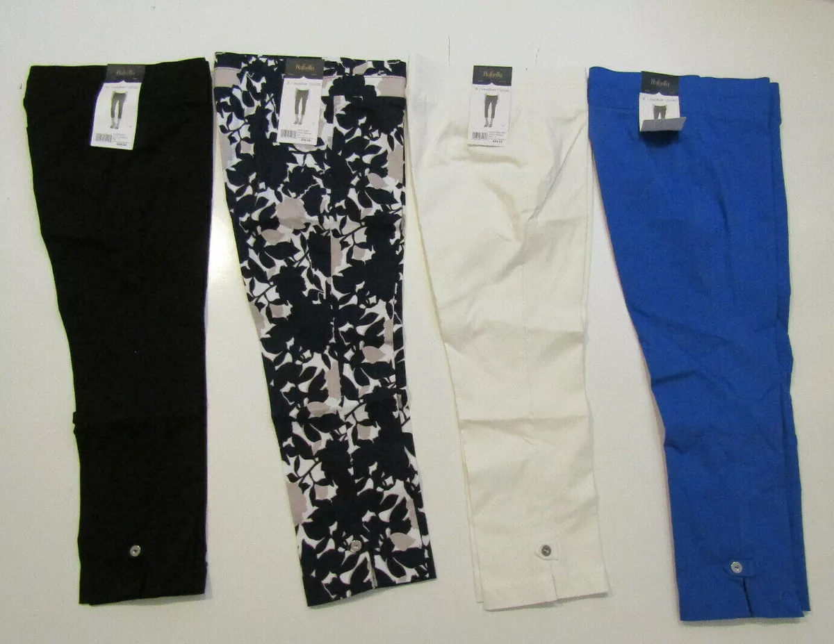 RAFAELLA Comfort Capris Pull On Black White Blue Floral 6 8 10 12 14 16 18 58
