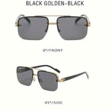 Cool Men Women Black  Golden Aviator Sunglasses with Black Lenses