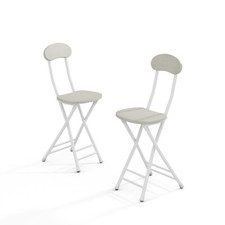 Bistro Set Black White Wood Patio Garden Furniture Coffee Table & Folding Chairs