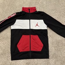 Nike Air Jordan Tricot Track Jacket Full Zip Boys Medium 10/12 Red/Black