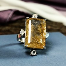 Natural Rutile Quartz Ring With 925 Sterling Silver in All Sizes Available