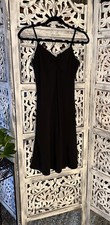Women’s V Neck Solid Black Mini Dress With Adjustable Straps Medium