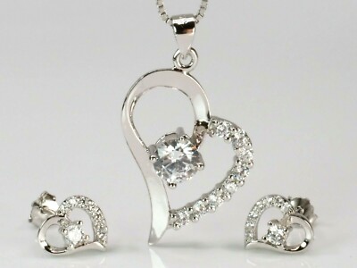 E.INFINITY Schmuckset Kette Halskette Ohrstecker Herz 925 Silber NEU; K1 1306