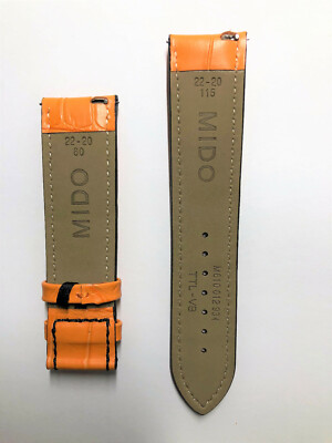 Cinturino Originale MIDO Multifort Pelle Arancione 22 Mm - Nuovo Con Etichette