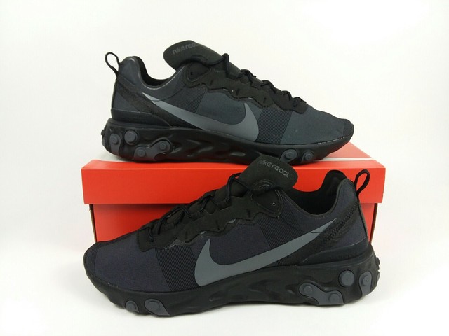 nike react element 55 trainers in triple black