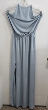 Show Me Your Mumu Heather Halter Dress Solid Blue High Neck Size XS Polyester