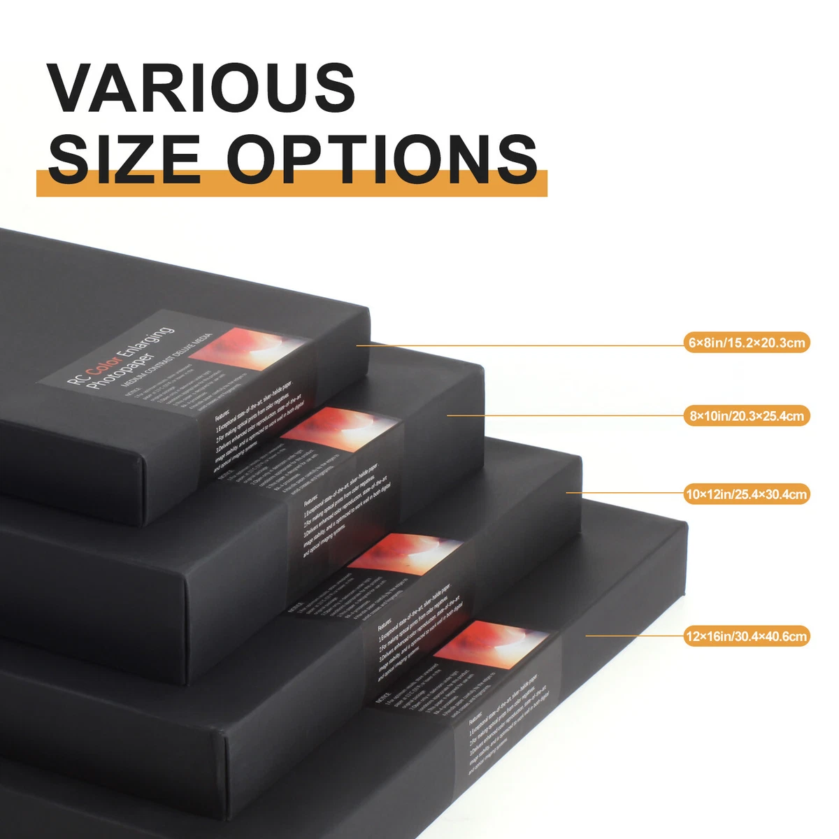 RA4 Glossy Matte RC Color Darkroom Enlarging Photopaper 6x8 8x10 10x12 12x16