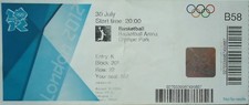 TICKET Olympics 30.7.2012 Women's Basketball Great Britain - Canada B58