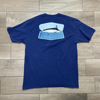 Guy Harvey Fish Shirt Mens XL Fishing Graphic Outdoor Blue Short