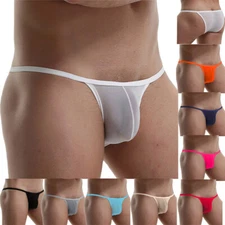 Men's Sexy Briefs G string Tanga Underwear Translucent Low Rise Panties Knickers