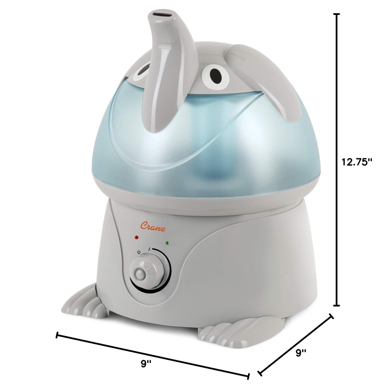 Crane Ultrasonic Elephant Humidifier, 1 Gallon Cool Mist Animal Humidifier fo...