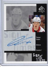 2020-21 UD SP Authentic hockey Thomas Chabot Retro Sign of the Times auto card