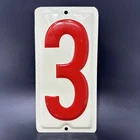 Vintage Embossed Tin Metal 10"x5" Gas Station Sign “3” Rectangular Red