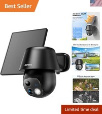 2K Solar-Powered Wireless Outdoor Security Camera with 360  View  AI Detection