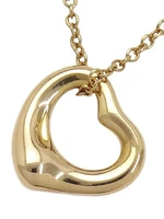 Tiffany & Co. Elsa Peretti K18PG Rose Gold Open Heart Pendant Necklace