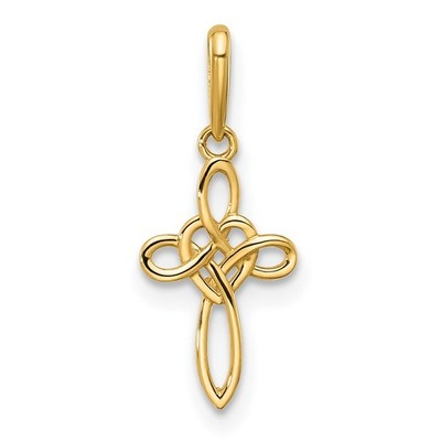 14K Gelbgold poliert Herz Keltenkreuz Anhänger 0,31g für Mama